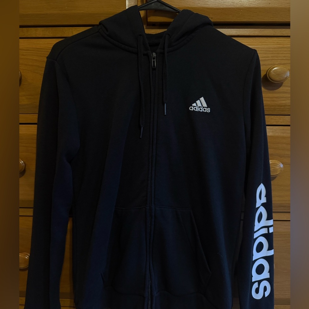Adidas Black Full-Zip Hoodie with Logo